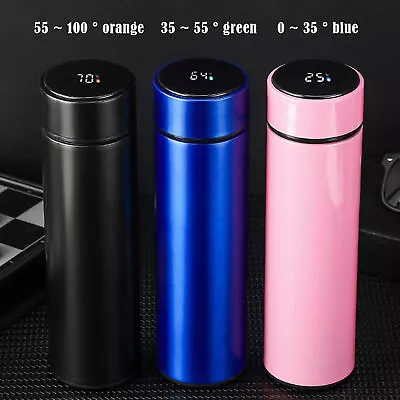 500ml LED Display Vacuum Flask Thermos Coffee Cup Insulated Tea Bottle Water Mug • $15.99