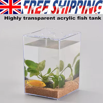 Small Fish Tank Small Betta Aquarium Desk Fish Tank For Decor Desktop Office UK • £12.96