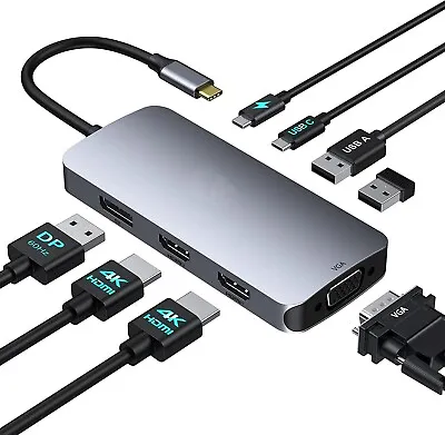 £52.99 • Buy USB C Docking Station Dual Monitor 2 HDMI Multi Monitor Laptop Dock USB C To Qua