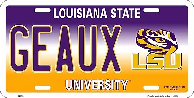 LSU Tigers GEAUX Metal License Plate • $8.95