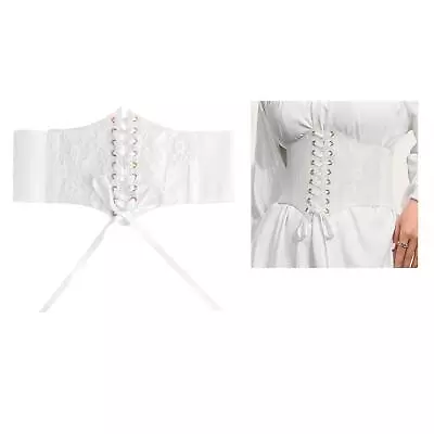 Stylish Women Lace Waist Belt Wide Cinch Belts Tie-Up Waist Band Corset Elastic • £10.69