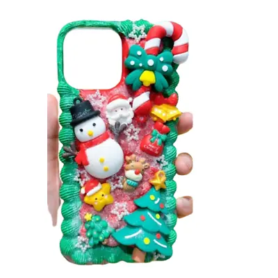Decoden Phone Case DIY Christmas Star Candy Snowman Cream Pink Charm DIY Kit Set • $32.30