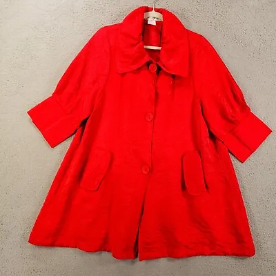 Urban Mango Jacket Womens XL Red Button Up Collar Pockets • $23.84