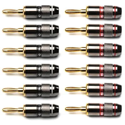 $18.85 • Buy 12X 4MM Banana Plugs 24K Gold Plated Speaker Male Wire Connector Adapter