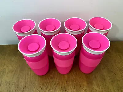 LOT (7) MUNCHKIN MIRACLE 360 Sippy Cups Pink 14 Oz Good Condition Used BPA Free • $34.99