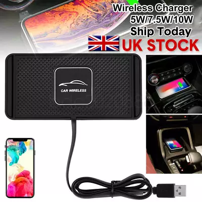 Wireless Car Phone Charger Fast Charging Pad Mat For IPhone Samsung Universal • £9.59