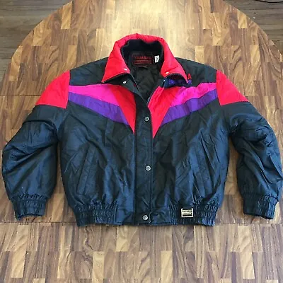 Vintage YAMAHA Snowmobile Jacket Youth LG (Adult S) 7073 Red Blk Purple Pink • $52.45