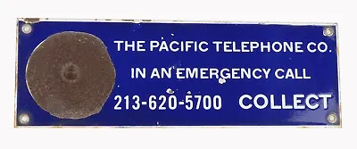 Vintage  Porcelain  PAC Bell Pacific Telephone Emergency Call Sign • $48.88