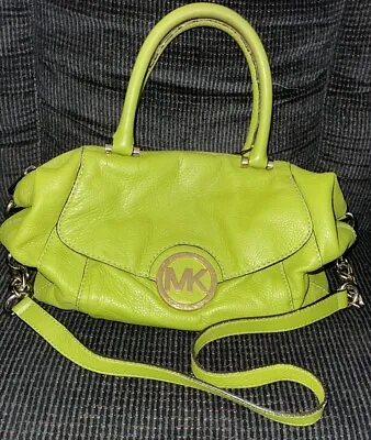 Michael Kors Green Pebbled Leather Purse Shoulder  Bag Double Handle 9”H X 12”L • $22