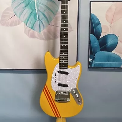 Yellow Mustang Model 70s S-S Pickups Electric Guitar Red Stripes Goods In Stock • $285