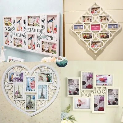 Multi Photo Picture Frame Holds 6/8/10 Photos Aperture Collage White Black • £12.99