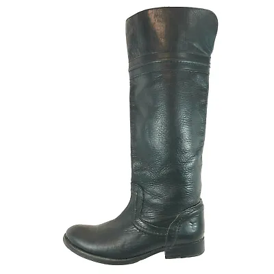 Frye Melissa Trapunto Black Leather Tall Riding Boots Womens 6.5 B • $74.61
