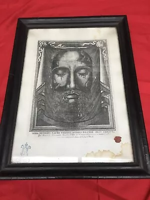 Antique-holy Face Off Jesus-Framed Veronicas Veil 19th C-vatican Seal 1884 • $850