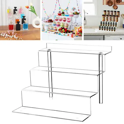 4 Tier Transparent Removable Rack Display Shelf Acrylic Riser For Toys Figures • £10.28