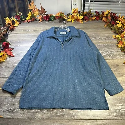 Justin Allen Sweater Size 22 Plus Women’s Blue Knit Pullover 1/4 Zip Pullover • $14.99