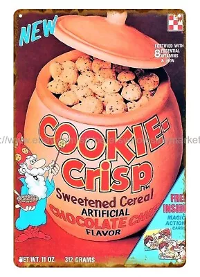 Reproduction Wall Decor Ideas 1977 Chocolate Cookie-Crisp Cereal Metal Tin Sign • £18.24