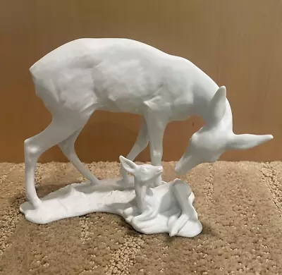 Kaiser Germany White Porcelain Deer With Baby Deer Figurine • $49.99