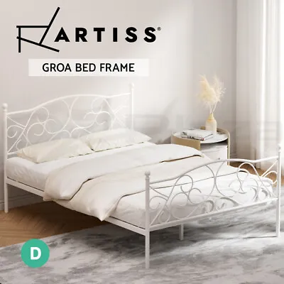 $139.95 • Buy Artiss Bed Frame Metal Bed Base Double Size Platform Foundation White GROA