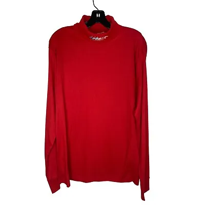 Vintage 80's Royal First Class Men's Red Ls Knit Turtleneck Pullover Sz Xl • $45