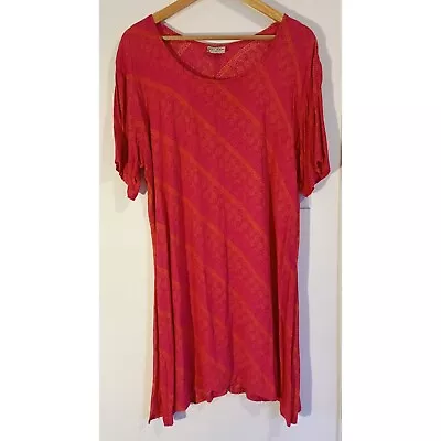 Vintage Just Jeans Size L Boho Indian Print Pink & Orange Shift Tunic Dress  • $28.95