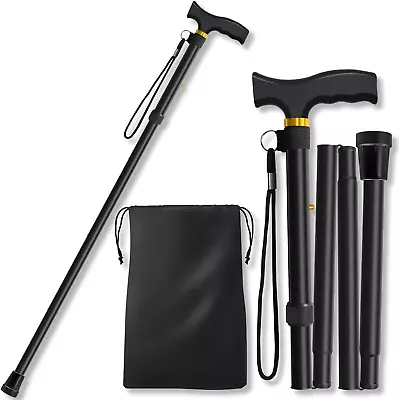 Folding Aluminum Adjustable Height Walking Cane For Men & Women With Travel Bag • $13.49