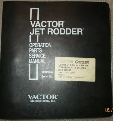 VACTOR 2100 PLUS GUZZLER JET RODDER Operators Service Parts Manual Original 2010 • $218.06