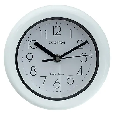 7  Quartz Clock Round White Silent Sweep Table Desk Wall Mounted Home Office • £6.23