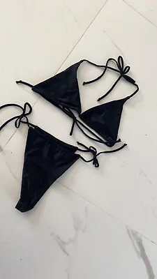 NWT Ocean Babe Swimwear Thin String Black Thong Bikini Micro Strings • $20