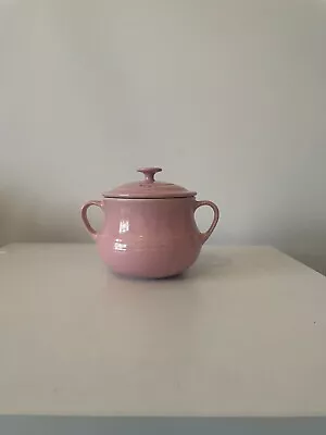 Le Creuset Light Pink Stoneware Soup Pot Bean Bowl Ceramic 0.5L + Lid & Handles • £21