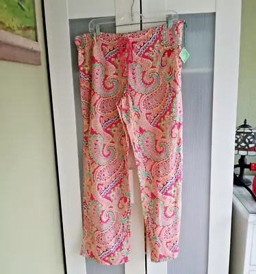 NWT Vera Bradley Capri Melon PJ Pants Size L Very Cute Tie Waist • $19.99