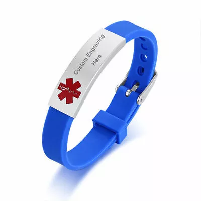 Medical ID Tag Stainless Steel Bracelet Emergency Engraving Alert Unisex Bangle • $4.90