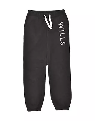 JACK WILLS Mens Graphic Tracksuit Trousers Joggers XS Black Cotton HS09 • £11.59