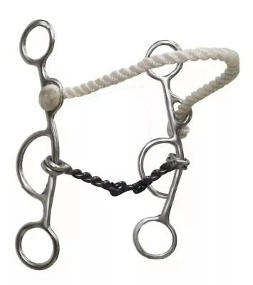 Western Saddle Horse Combination Dogbone Snaffle Bit + Rope Nose Hackamore • $29.80