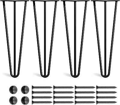 4x Hairpin Legs Hair Pin Legs Set For Furniture Bench Desk Table Metal Steel DIY • £39.90