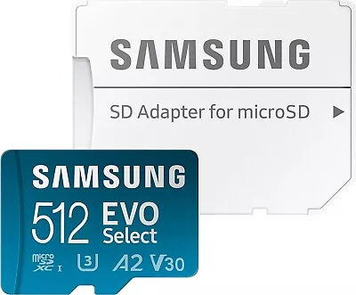 Samsung EVO Select + Adapter 512GB Class 10 Micro SD SDHC SDXC 130MB/s NEW • $58.12