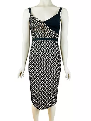 Cinq A Sept Sera Sheath Midi Dress Women's 0 Black Camel Nude Lace Cocktail $495 • $114.99