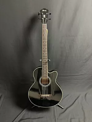 Ibanez AEB-10BE 4-String Acoustic-Elec Bass Guitar - High Gloss Black W/ Gig Bag • $195