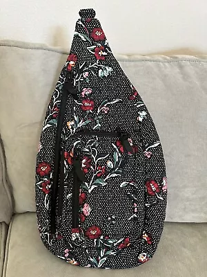 Vera Bradley Perennials Noir Dot Sling Backpack • $52