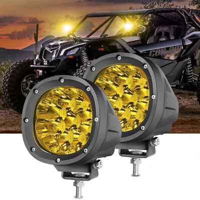 For Polaris Ranger 4 Round LED Amber Work Light Spot Pods Driving Offroad Bumper • $58.95