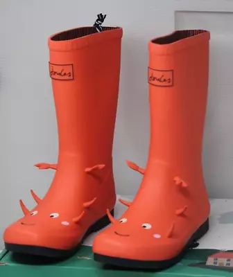 Joules JNR ROLL UP CRAB RAIN BOOTS SIZE US 2 NWB SMALL BOX TEAR • $49.97