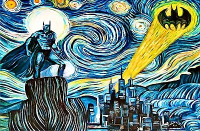 Batman Starry Night Poster | Framed Art | Van Gogh Parody | DC | NEW | USA • $19.99