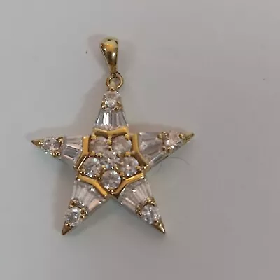 Ladies 14K YELLOW GOLD Baguette DIAMONIQUE CZ STAR PENDANT 3.2 GRAMS • $228.88