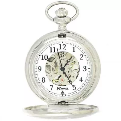 Ravel Polished Mechanical Pocket Watch Silver R1001.16 • £30.99