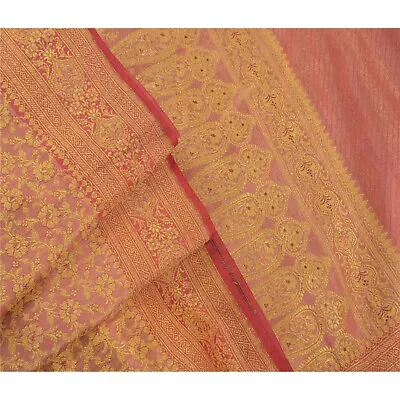 Sanskriti Vintage Indian Sarees Art Silk Woven Craft Fabric Premium Ethnic Sari • $37.23