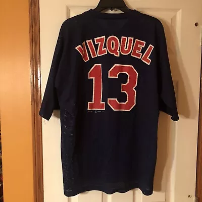 Vintage 90s Sport Attack Cleveland Indians Omar Vizquel Mesh Jersey Shirt - XL • $35