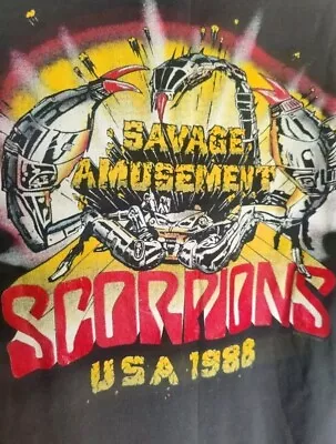 VTG 1988 Scorpions Original Savage Amusement Tour Shirt XL Band Music Rock • $119