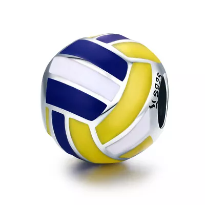 European 925 Sterling Silver Love Volleyball Charm Beads Pendant Jewelry Women • $13.49