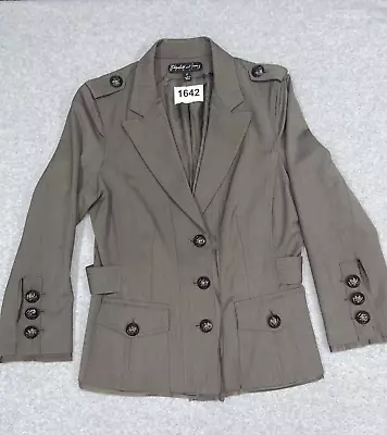 ELIZABETH And JAMES Sz 6 Military  Blazer SILK  WOOL  Ruffle  Jacket • $27.89