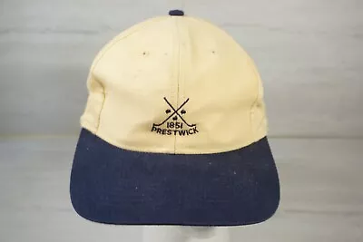 Vintage Golf Hat 1851 Prestwick Scottish Club Logo Yellow Navy • $39.99