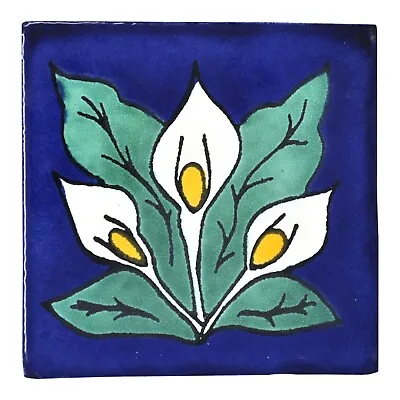 Urbano - Handmade Mexican Ceramic Talavera Large 10.5cm Tile Ethically Sourced • £1.95